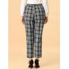 imageAllegra K Womens High Waist Trousers with Belted Straight Leg Office Work Plaid Pants Medium Black White