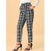 imageAllegra K Womens High Waist Trousers with Belted Straight Leg Office Work Plaid Pants Medium Black White