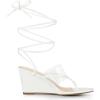 imageAllegra K Womens Lace Up Clear Strap Flip Flops Wedge SandalsWhite