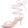 imageAllegra K Womens Lace Up Open Toe Strappy Stiletto Heels SandalsPink