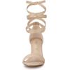 imageAllegra K Womens Lace Up and Ankle Strap Chunky Heel SandalsBeige