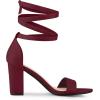 imageAllegra K Womens Lace Up and Ankle Strap Chunky Heel SandalsBurgundy