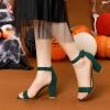 imageAllegra K Womens Open Toe High Chunky Heel Buckle Ankle Strap SandalsGreen
