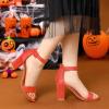imageAllegra K Womens Open Toe High Chunky Heel Buckle Ankle Strap SandalsOrange