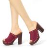 imageAllegra K Womens Open Toe Platform Block Heel Slides SandalsBurgundy