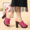 imageAllegra K Womens Open Toe Platform Block Heel Slides SandalsHot Pink
