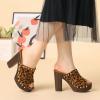 imageAllegra K Womens Open Toe Platform Block Heel Slides SandalsLeopard