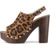 imageAllegra K Womens Open Toe Slingback Platform Chunky Heels SandalsLeopard