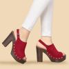 imageAllegra K Womens Open Toe Slingback Platform Chunky Heels SandalsRed