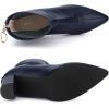 imageAllegra K Womens Pointy Toe Back Zip Block Heel Ankle BootsDark Blue