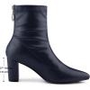 imageAllegra K Womens Pointy Toe Back Zip Block Heel Ankle BootsDark Blue