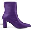 imageAllegra K Womens Pointy Toe Back Zip Block Heel Ankle BootsPurple