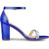 imageAllegra K Womens Rhinestone Ankle Strap Chunky Heels SandalsDeep Blue
