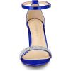 imageAllegra K Womens Rhinestone Ankle Strap Chunky Heels SandalsDeep Blue