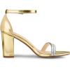 imageAllegra K Womens Rhinestone Ankle Strap Chunky Heels SandalsGold