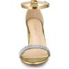 imageAllegra K Womens Rhinestone Ankle Strap Chunky Heels SandalsGold