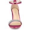 imageAllegra K Womens Rhinestone Ankle Strap Chunky Heels SandalsHot Pink