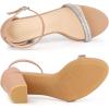 imageAllegra K Womens Rhinestone Ankle Strap Chunky Heels SandalsNude