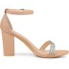 imageAllegra K Womens Rhinestone Ankle Strap Chunky Heels SandalsNude
