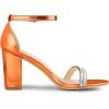 imageAllegra K Womens Rhinestone Ankle Strap Chunky Heels SandalsOrange