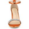imageAllegra K Womens Rhinestone Ankle Strap Chunky Heels SandalsOrange