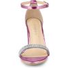 imageAllegra K Womens Rhinestone Ankle Strap Chunky Heels SandalsPink