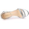imageAllegra K Womens Rhinestone Ankle Strap Chunky Heels SandalsSilver