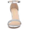 imageAllegra K Womens Rhinestone Ankle Strap Chunky Heels SandalsSilver