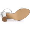 imageAllegra K Womens Rhinestone Ankle Strap Chunky Heels SandalsSilver