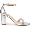 imageAllegra K Womens Rhinestone Ankle Strap Chunky Heels SandalsSilver