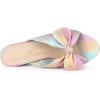 imageAllegra K Womens Slip on Pleated Bow Heels Chunky Heel Slouches Slides SandalsColorful Silver