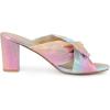 imageAllegra K Womens Slip on Pleated Bow Heels Chunky Heel Slouches Slides SandalsColorful Silver