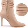 imageAllegra K Womens Slouched Pointed Toe Stiletto Heels Ankle BootNude