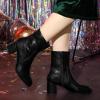 imageAllegra K Womens Square Toe Side Zip Block Heel Ankle BootsBlack