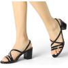 imageAllegra K Womens Strappy Slingback Chunky Heels Slide SandalsBlack