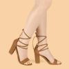 imageAllegra K Womens Tie Up Strappy Heels Chunky High Heels SandalBrown