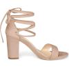 imageAllegra K Womens Tie Up Strappy Heels Chunky High Heels SandalNude