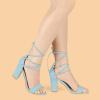 imageAllegra K Womens Tie Up Strappy Heels Chunky High Heels SandalSky Blue