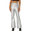 imageAllegra K Faux Leather Casual Pant for Womens High Waist Bell Bottom Flared Long PU TrouserSilver