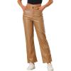 imageAllegra K Faux Leather Pants for Womens High Waist Straight Leg Punk PU TrousersKhaki