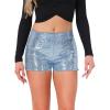 imageAllegra K Sequin Shorts for Women High Waist Party Night Out Concert Outfit Sparkly Mini ShortsLight Blue