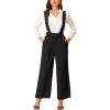 imageAllegra K Womens Ankle Pants High Waist Ruffled Suspender Overalls Office Wide Leg Trousers Medium Black