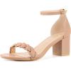 imageAllegra K Womens Chunky Heels Ankle Strap Braided Heel SandalsNude