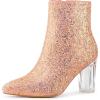 imageAllegra K Womens Clear Block Heel Glitter Ankle BootsOrange