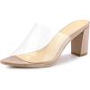 imageAllegra K Womens Clear Chunky Heel Slides Sandals MulesNude