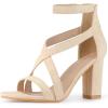 imageAllegra K Womens Crisscross Ankle Strap Chunky Heel SandalsBeige
