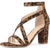 imageAllegra K Womens Crisscross Ankle Strap Chunky Heel SandalsLeopard