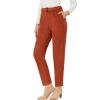 imageAllegra K Womens Faux Suede Pants Casual High Waist Belted Straight Legs Trousers Small Caramel