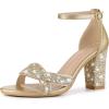 imageAllegra K Womens Glitter Ankle Strap High Chunky Heel SandalsGold