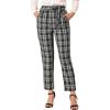 imageAllegra K Womens High Waist Trousers with Belted Straight Leg Office Work Plaid Pants Medium Black White